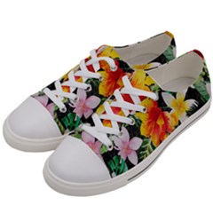 Tropical Flowers Butterflies 1 Women s Low Top Canvas Sneakers by EDDArt