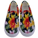 Tropical Flowers Butterflies 1 Kids  Canvas Slip Ons View1