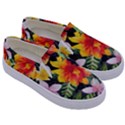 Tropical Flowers Butterflies 1 Kids  Canvas Slip Ons View3