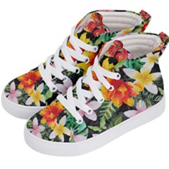 Tropical Flowers Butterflies 1 Kid s Hi-top Skate Sneakers by EDDArt