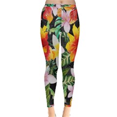 Tropical Flowers Butterflies 1 Inside Out Leggings by EDDArt