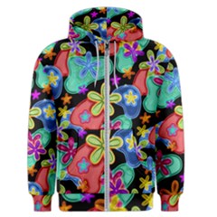 Colorful Retro Flowers Fractalius Pattern 1 Men s Zipper Hoodie by EDDArt