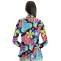 Colorful Retro Flowers Fractalius Pattern 1 Drape Collar Cardigan View2