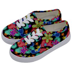 Colorful Retro Flowers Fractalius Pattern 1 Kids  Classic Low Top Sneakers by EDDArt