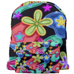 Colorful Retro Flowers Fractalius Pattern 1 Giant Full Print Backpack by EDDArt