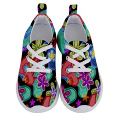 Colorful Retro Flowers Fractalius Pattern 1 Running Shoes by EDDArt