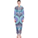 Folk Art Lotus Mandala Blue Turquoise Hooded Jumpsuit (Ladies)  View1