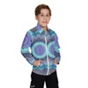 Folk Art Lotus Mandala Blue Turquoise Windbreaker (Kids) View1