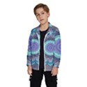 Folk Art Lotus Mandala Blue Turquoise Windbreaker (Kids) View2