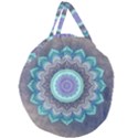 Folk Art Lotus Mandala Blue Turquoise Giant Round Zipper Tote View2