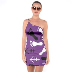 Purple One Shoulder Ring Trim Bodycon Dress by HASHDRESS