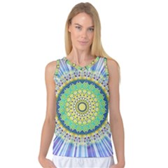 Power Mandala Sun Blue Green Yellow Lilac Women s Basketball Tank Top by EDDArt