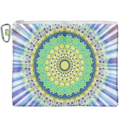 Power Mandala Sun Blue Green Yellow Lilac Canvas Cosmetic Bag (xxxl) by EDDArt