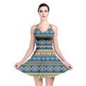 Vintage Border Wallpaper Pattern Blue Gold Reversible Skater Dress View1