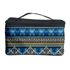 Vintage Border Wallpaper Pattern Blue Gold Cosmetic Storage Case by EDDArt