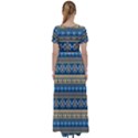 Vintage Border Wallpaper Pattern Blue Gold High Waist Short Sleeve Maxi Dress View2