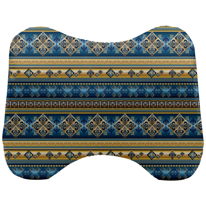 Vintage Border Wallpaper Pattern Blue Gold Head Support Cushion