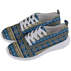 Vintage Border Wallpaper Pattern Blue Gold Men s Lightweight Sports Shoes