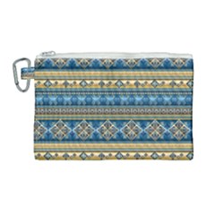 Vintage Border Wallpaper Pattern Blue Gold Canvas Cosmetic Bag (large) by EDDArt