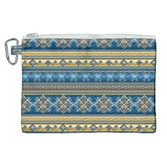 Vintage Border Wallpaper Pattern Blue Gold Canvas Cosmetic Bag (xl) by EDDArt