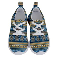 Vintage Border Wallpaper Pattern Blue Gold Running Shoes by EDDArt