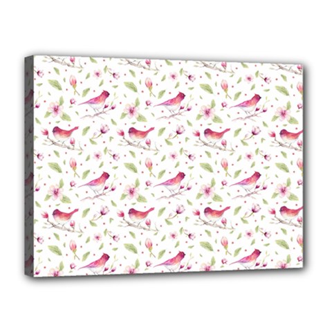 Watercolor Birds Magnolia Spring Pattern Canvas 16  X 12  by EDDArt