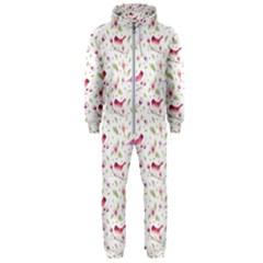 Watercolor Birds Magnolia Spring Pattern Hooded Jumpsuit (men)  by EDDArt