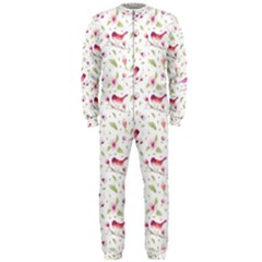 Watercolor Birds Magnolia Spring Pattern Onepiece Jumpsuit (men)  by EDDArt