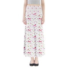 Watercolor Birds Magnolia Spring Pattern Full Length Maxi Skirt by EDDArt