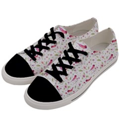 Watercolor Birds Magnolia Spring Pattern Men s Low Top Canvas Sneakers by EDDArt