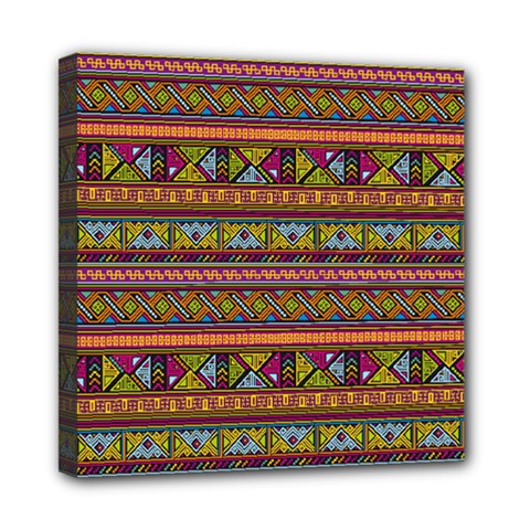 Traditional Africa Border Wallpaper Pattern Colored 2 Mini Canvas 8  X 8  by EDDArt