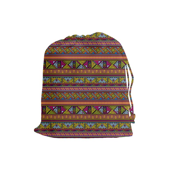 Traditional Africa Border Wallpaper Pattern Colored 2 Drawstring Pouches (Large) 