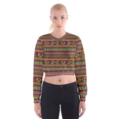 Traditional Africa Border Wallpaper Pattern Colored 2 Cropped Sweatshirt