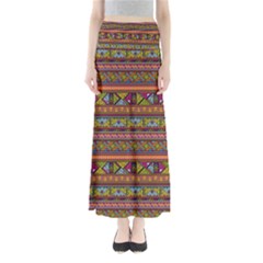 Traditional Africa Border Wallpaper Pattern Colored 2 Full Length Maxi Skirt by EDDArt