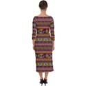 Traditional Africa Border Wallpaper Pattern Colored 2 Quarter Sleeve Midi Bodycon Dress View2