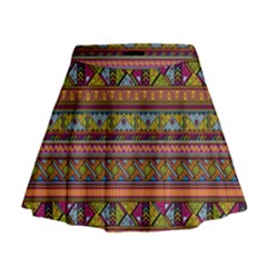 Traditional Africa Border Wallpaper Pattern Colored 2 Mini Flare Skirt by EDDArt