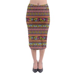 Traditional Africa Border Wallpaper Pattern Colored 2 Midi Pencil Skirt by EDDArt