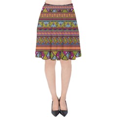 Traditional Africa Border Wallpaper Pattern Colored 2 Velvet High Waist Skirt by EDDArt