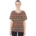 Traditional Africa Border Wallpaper Pattern Colored 2 V-Neck Dolman Drape Top View1