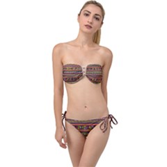 Traditional Africa Border Wallpaper Pattern Colored 2 Twist Bandeau Bikini Set by EDDArt