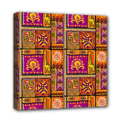 Traditional Africa Border Wallpaper Pattern Colored 3 Mini Canvas 8  X 8  by EDDArt