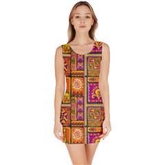 Traditional Africa Border Wallpaper Pattern Colored 3 Bodycon Dress by EDDArt