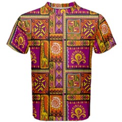 Traditional Africa Border Wallpaper Pattern Colored 3 Men s Cotton Tee by EDDArt