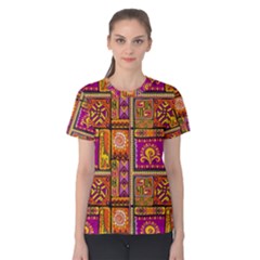 Traditional Africa Border Wallpaper Pattern Colored 3 Women s Cotton Tee