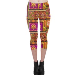 Traditional Africa Border Wallpaper Pattern Colored 3 Capri Leggings  by EDDArt