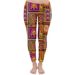 Traditional Africa Border Wallpaper Pattern Colored 3 Classic Winter Leggings by EDDArt