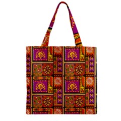 Traditional Africa Border Wallpaper Pattern Colored 3 Zipper Grocery Tote Bag by EDDArt