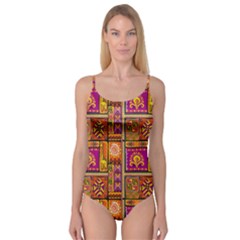 Traditional Africa Border Wallpaper Pattern Colored 3 Camisole Leotard  by EDDArt