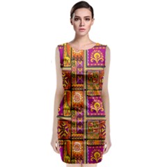 Traditional Africa Border Wallpaper Pattern Colored 3 Classic Sleeveless Midi Dress by EDDArt