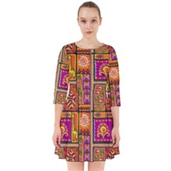 Traditional Africa Border Wallpaper Pattern Colored 3 Smock Dress by EDDArt